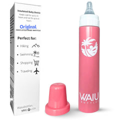 Waiu Bottles insulated 6oz pink bottle keeps drinks at temperature on the go