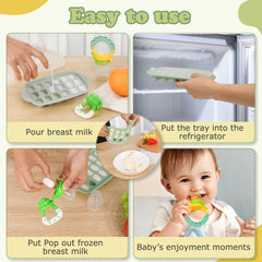 WAJIAYON breastmilk popsicle mold in green for easy frozen portions.