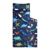 Wake In Cloud dinosaur nap mat folded for compact storage and easy transport