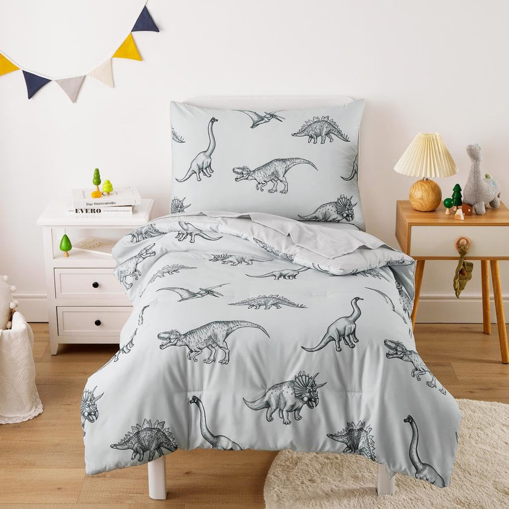 Wake In Cloud dinosaur sketch comforter provides cozy warmth for toddler bedtime