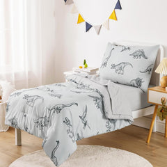 Wake In Cloud dinosaur sketch flat sheet offers soft, breathable coverage for naps