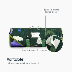 Wake In Cloud nap mat with detachable pillow for versatile use.