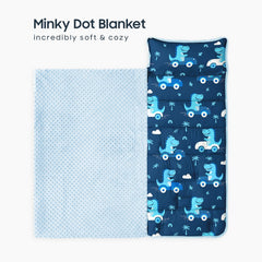 Wake In Cloud Nap Mat rolled up with a handle for easy transport.