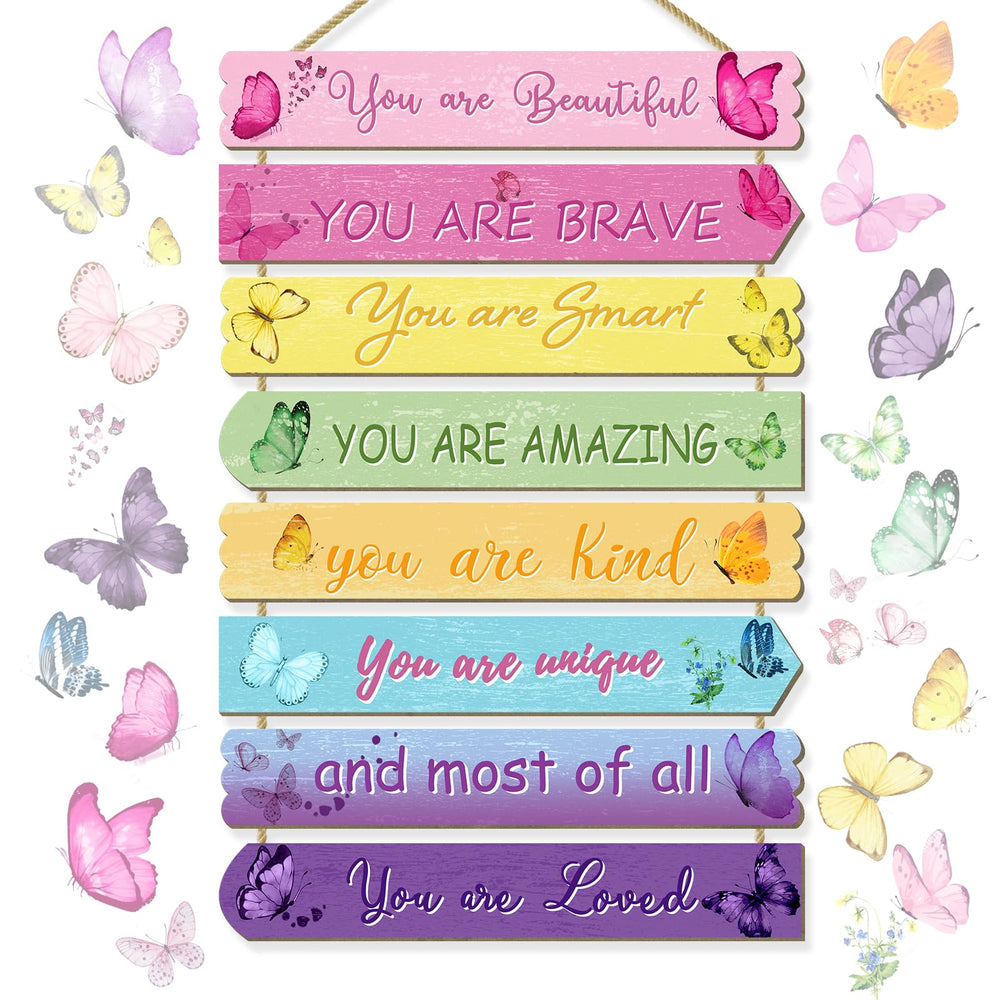 WAKOSAN butterfly wall plaque set brightens kids' room with educational patterns.