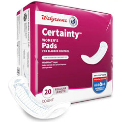 Walgreens Certainty Women's Bladder Control Pads regular length designed for comfortable all-day wear.