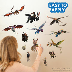Wall Palz How to Train Your Dragon decal featuring Fishlegs with Meatlug for colorful wall storytelling.