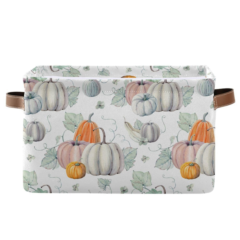 Wamika pumpkin-pattern fabric basket ideal for seasonal storage on shelves and in living rooms