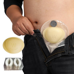 WansMed stoma guard front view offering discreet protection under clothing.