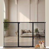 WAOWAO 40.55in extra tall gate mounted at stairs blocks jumping pets with a sleek black metal look.
