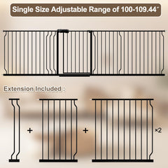 WAOWAO baby gate double-lock-handle close-up highlights one-handed opening and child safety.