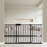 WAOWAO baby gate in extra-wide setup secures large openings.