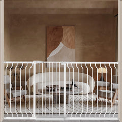 WAOWAO extra tall gate shows 180-degree swing for easy one-handed passage