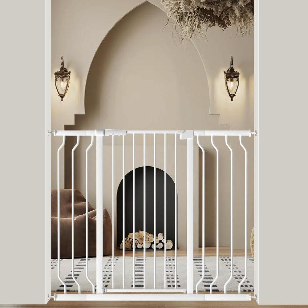 WAOWAO Extra Tall Gate with 180-degree opening for easy access in busy homes.