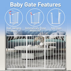 WAOWAO metal gate's tall durable frame stands up to daily use by kids and pets.