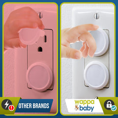 Wappa Baby white outlet covers blend with decor while protecting outlets.