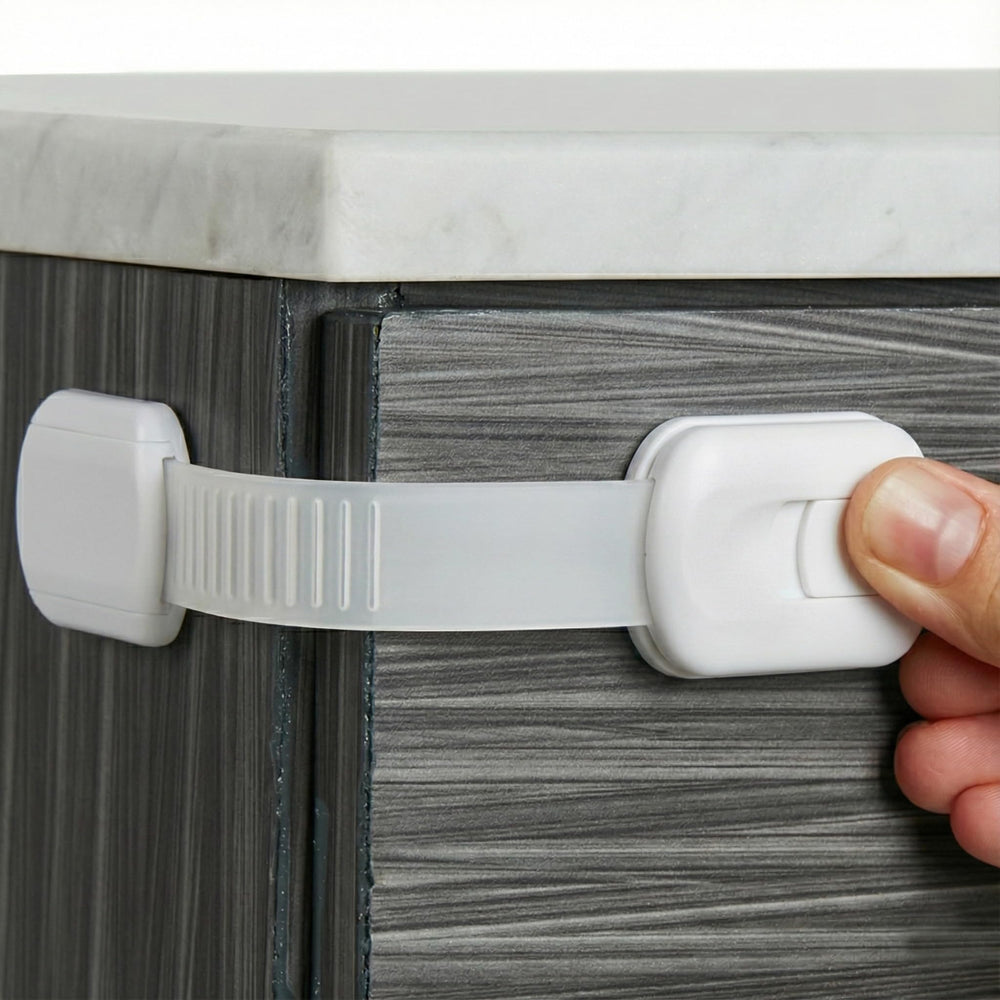 Wappa child safety strap lock on cabinet door to keep curious toddlers safe