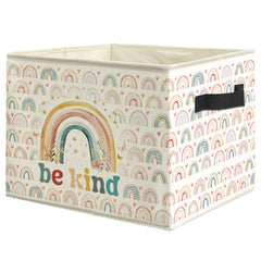 WARDOS Boho Rainbow Bin with handles for easy kids’ room organization.