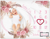 Warmther baby milestone blanket with floral design creates charming photos of growth.