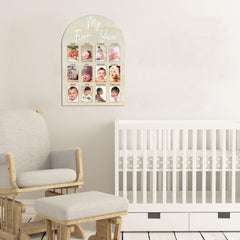 Wartter natural wood frame complements nursery decor and adds warmth.
