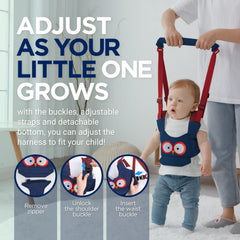 Watolt toddler walker harness adjustable straps ensure a snug fit for growing children.