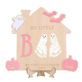 WAWUO My Little Boo Footprint Sign front view for a keepsake display.
