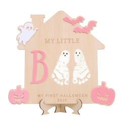 WAWUO My Little Boo Footprint Sign front view for a keepsake display.