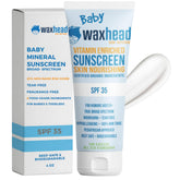 Waxhead Baby Sunscreen SPF 35 bottle shows mineral protection for delicate skin