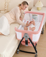 Wayfong bedside bassinet with mosquito net, breathable mesh for safe, airy sleep.