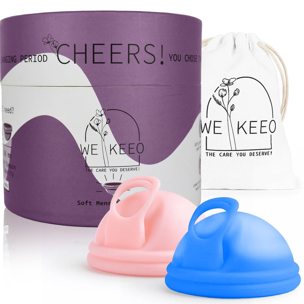 WE KEEO reusable menstrual disc in light pink shows comfortable fit and leak-free protection.