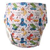 WEEOATAR dinosaur full-open diaper with side snaps for easy, quick changes.