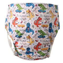 WEEOATAR dinosaur full-open diaper with side snaps for easy, quick changes.