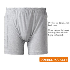 wee-oatar incontinence care shorts with double pockets for urine bag storage