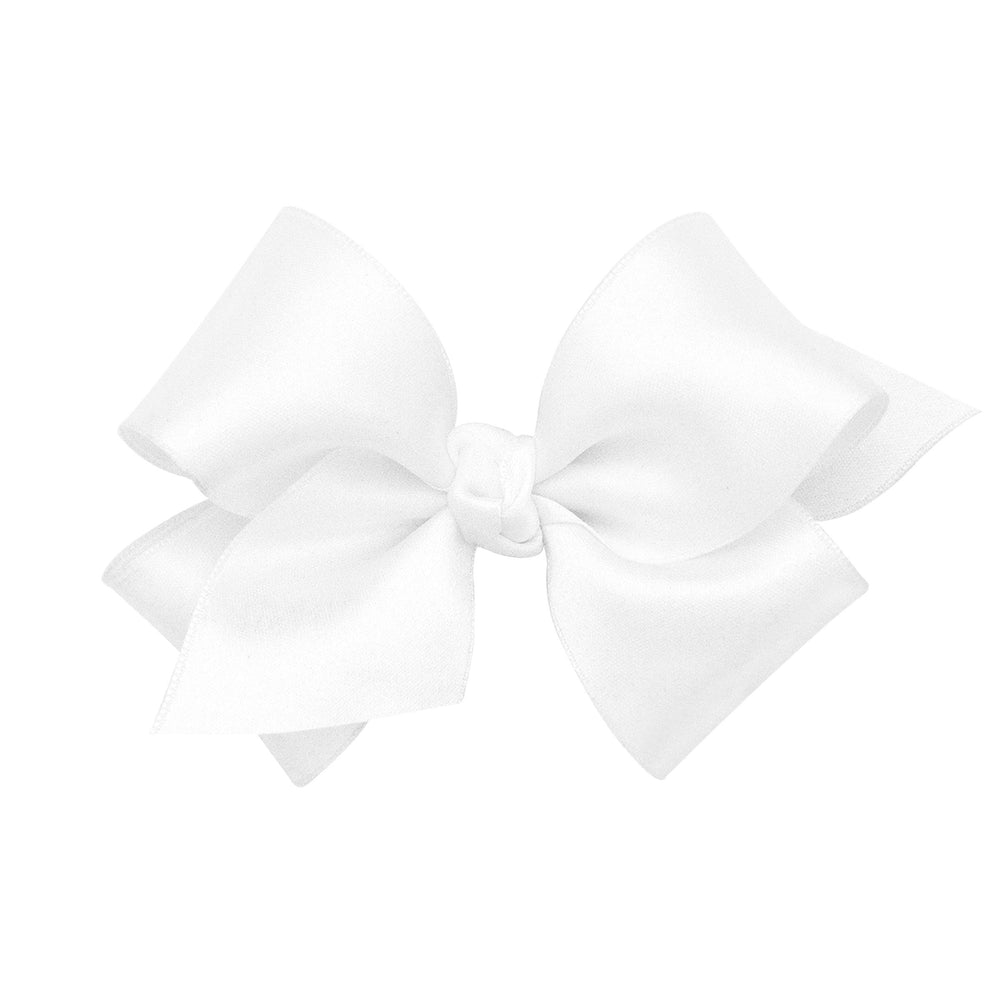Wee Ones classic French satin bow on a WeeStay clip for secure all-day wear.