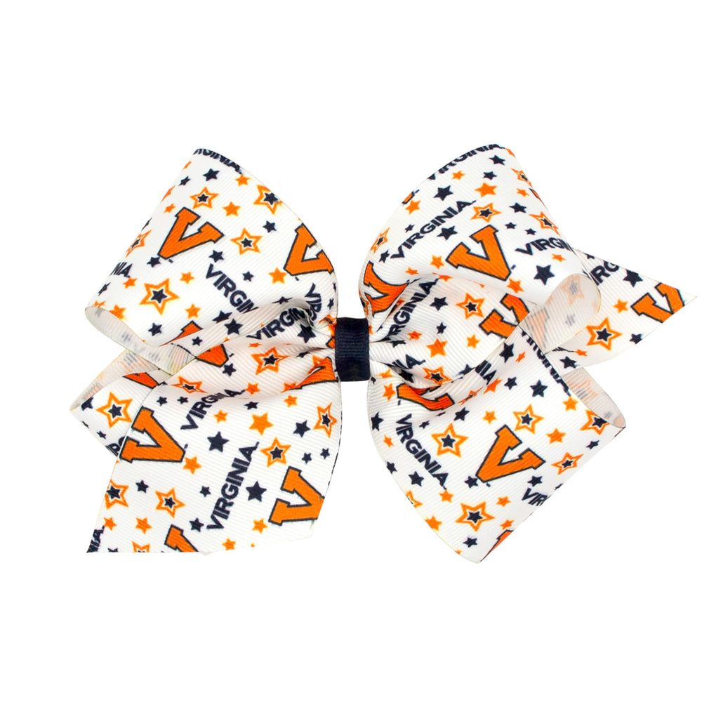Wee Ones Divine Creations game day logo bow with WeeStay clip, ideal for secure all-day wear.