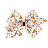 Wee Ones Divine Creations game day logo bow with WeeStay clip, ideal for secure all-day wear.