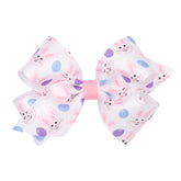 Wee Ones Easter Bunny Print hair bow on Wee Stay clip for reliable all-day wear