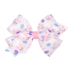 Wee Ones Easter Bunny Print hair bow on Wee Stay clip for reliable all-day wear