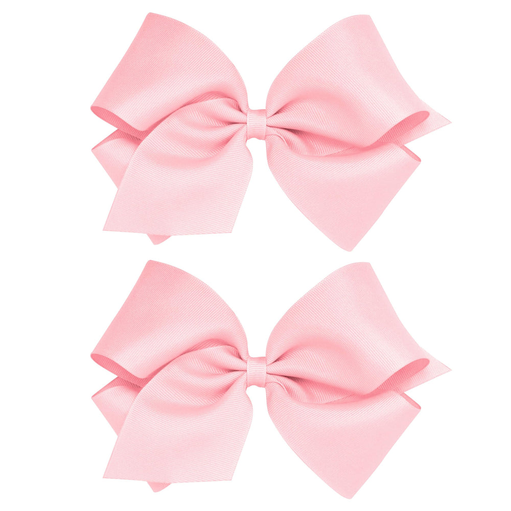 Wee Ones two-pack grosgrain bows in light pink for versatile daily outfits