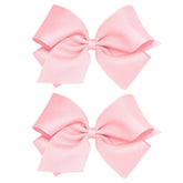 Wee Ones two-pack grosgrain bows in light pink for versatile daily outfits