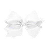 Wee Ones King White bow on a WeeStay clip for secure everyday wear