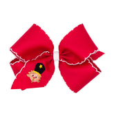 Wee Ones Moonstitch embroidered king bow for festive photoshoots.