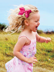 Wee Ones Valentine headband showing grosgrain wrap for comfortable wear.
