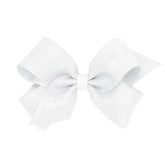 Wee Ones white grosgrain bow with organza overlay on a secure WeeStay clip for lasting hold