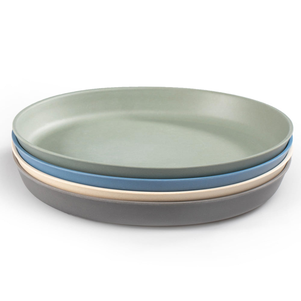 WeeSprout bamboo plates in blue for kid friendly meals and table styling