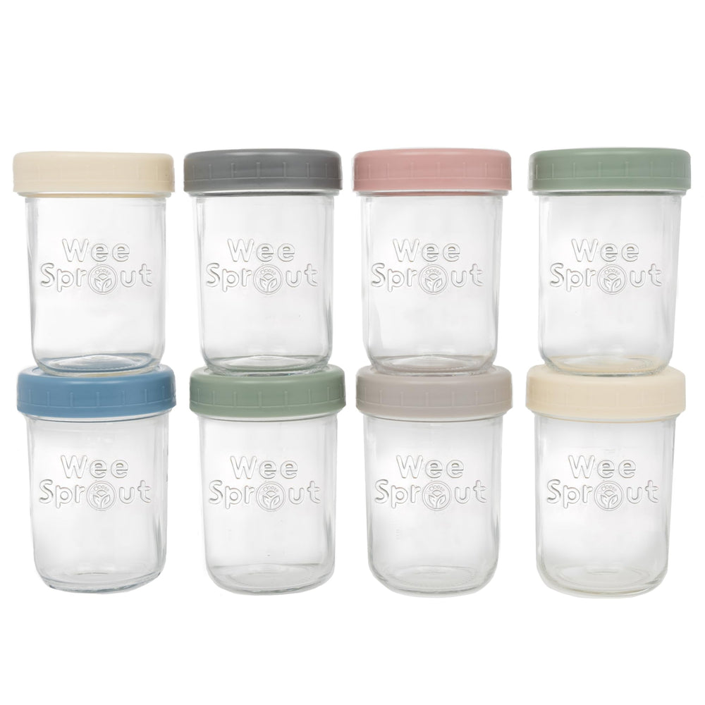 WeeSprout glass baby food jars with lids for batch prep and storage