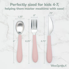 WeeSprout kids utensils forks blue sturdy, kid-friendly design supports self-feeding