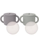 WeeSprout snack cups with lids for mess-free on-the-go snacking.