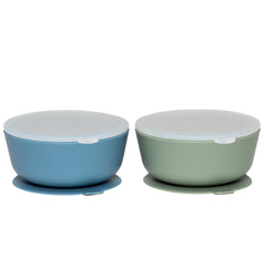WeeSprout suction bowls set with lids stay secure, keeping baby's meals mess-free.