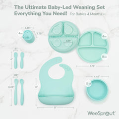 WeeSprout suction plate with lid keeps food in place for easier self-feeding.