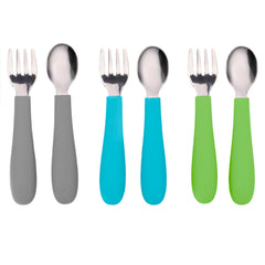 WeeSprout toddler utensils forks and spoons set for easy self-feeding.